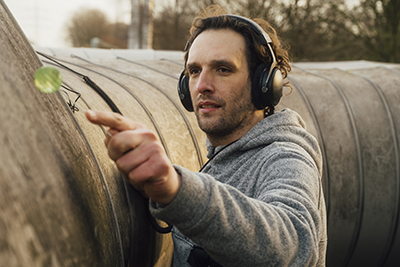 Nils Mosh bei Soundaufnahmen
